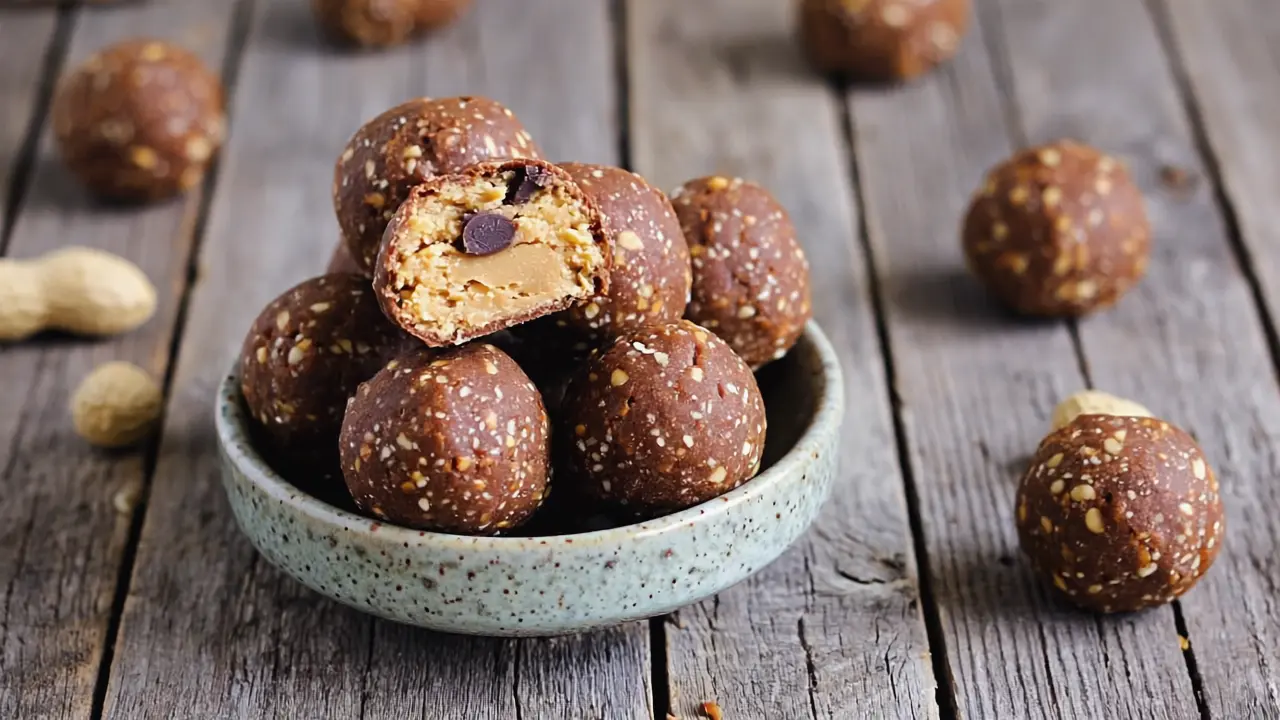 no-bake chocolate peanut butter protein balls